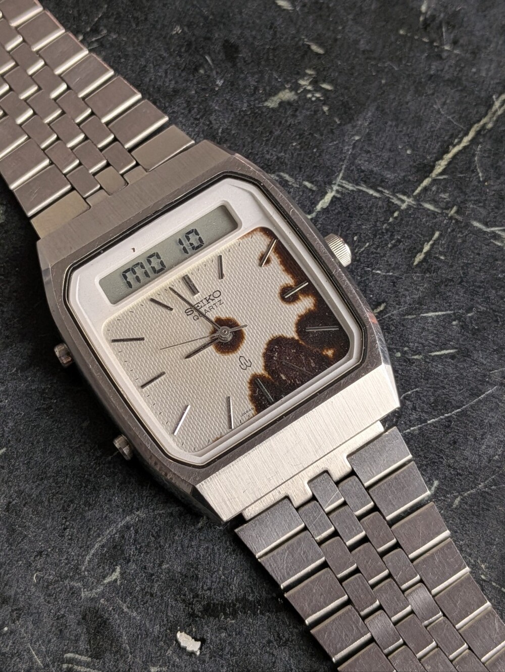 Seiko Two-Tone Silver and Brown Digital-Analog Men’s Watch